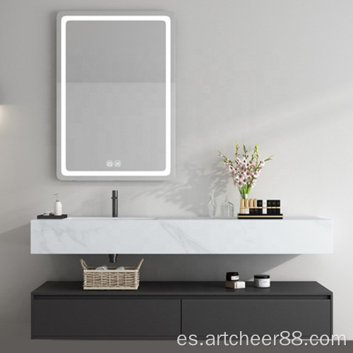 mueble de tocador de baño con espejo más caliente